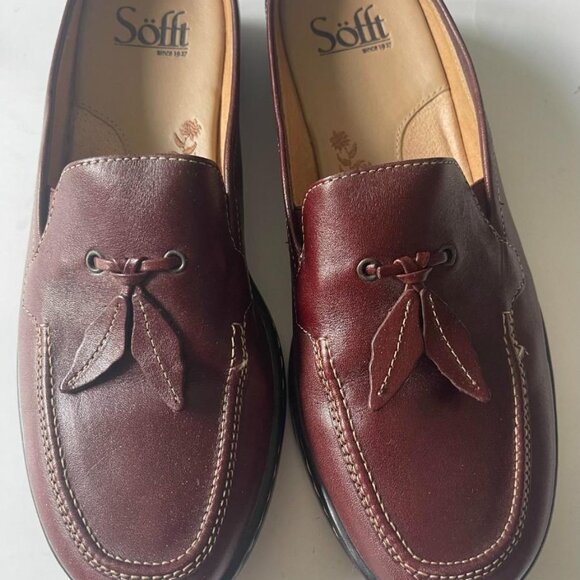 New Sofft Burgundy Leather Loafers, Size 6 - Picture 1 of 3
